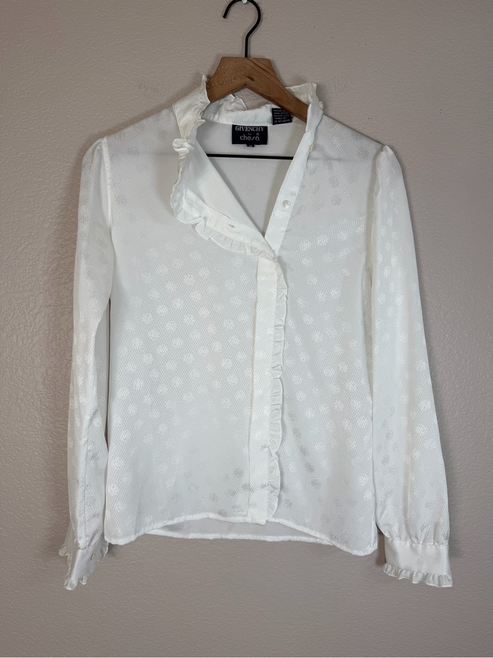 Givenchy Vintage White Blouse Givenchy by Chesa size 10 Medium 1970’s 1980’s RTW